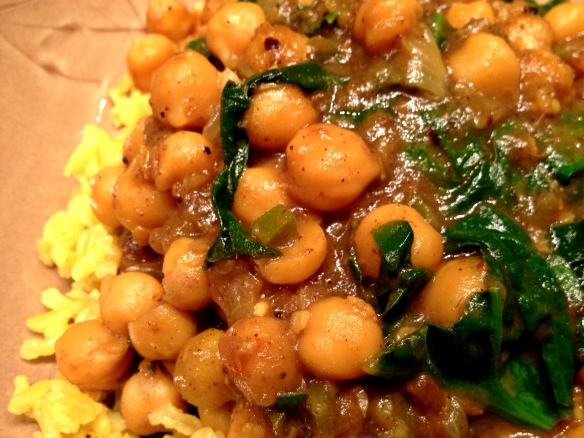 Sweet and Sour Curried Chickpeas with Spinach
